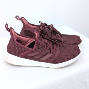 Adidas Cloudfoam Burgundy Knit Running Shoes Lightweight Athletic Sneakers W7
